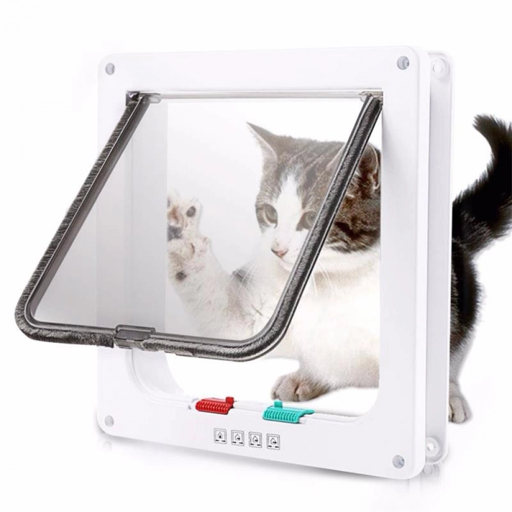 Security Lock Flap Door for Dog Cats Kitten ABS Plastic Small Pet Gate Door Kit Cat Dogs Flap Doors